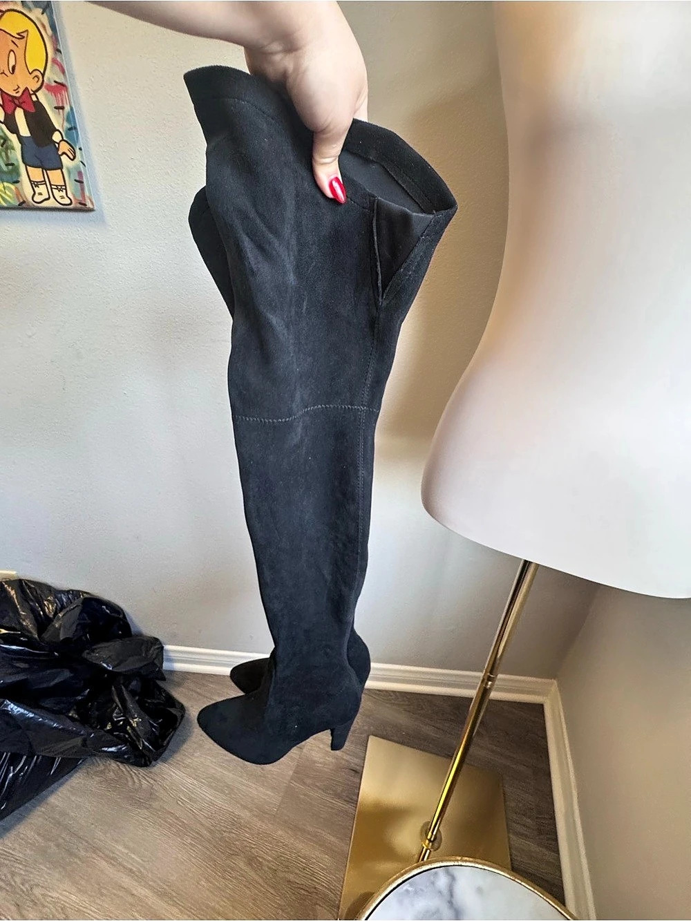 Black Suede Thigh High Boots